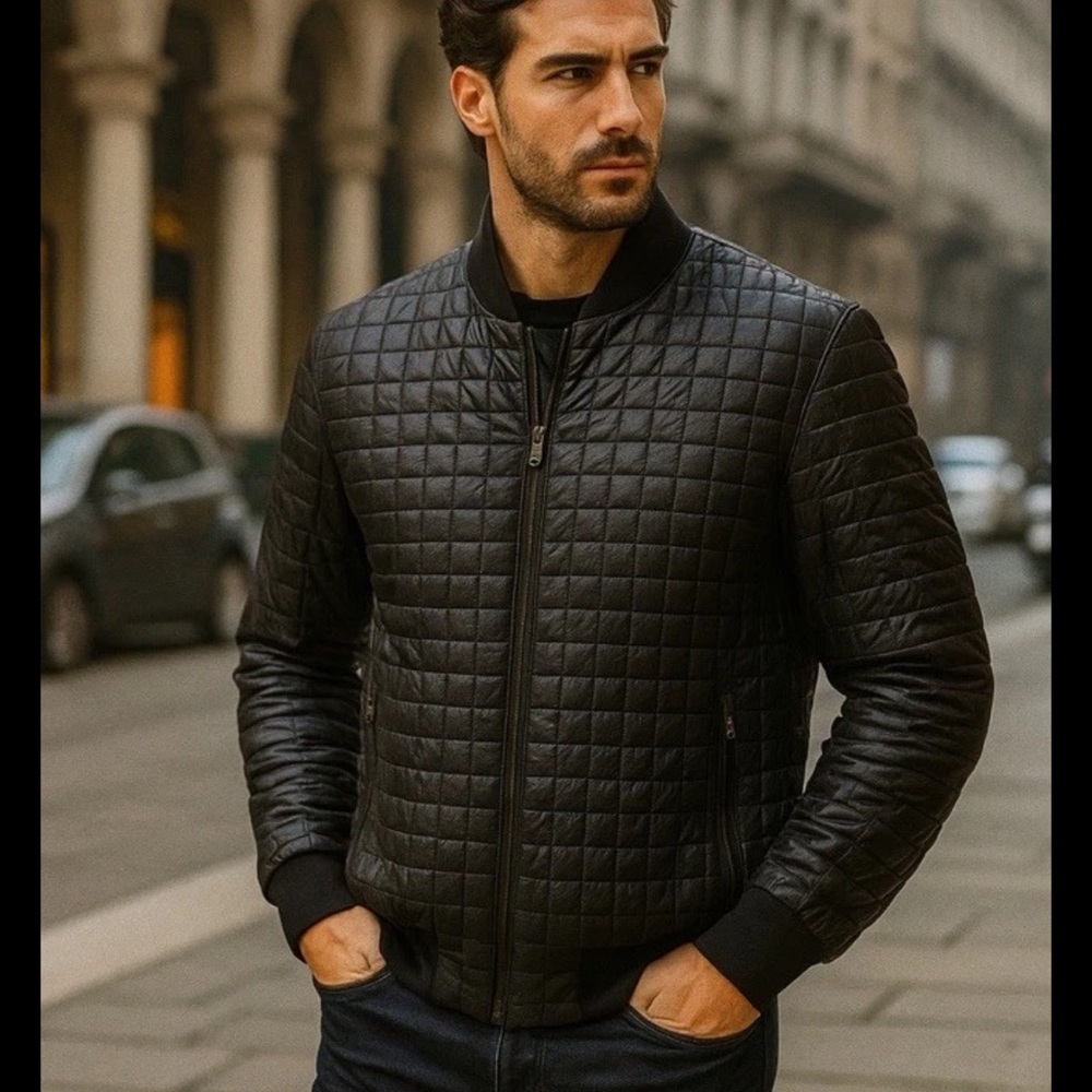 Neil Barret Black Quilted Bomber Jacket sz M price firm!